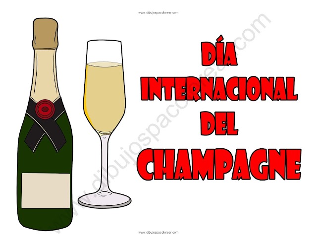 Día Internacional del Champagne dibujo a color y para colorear